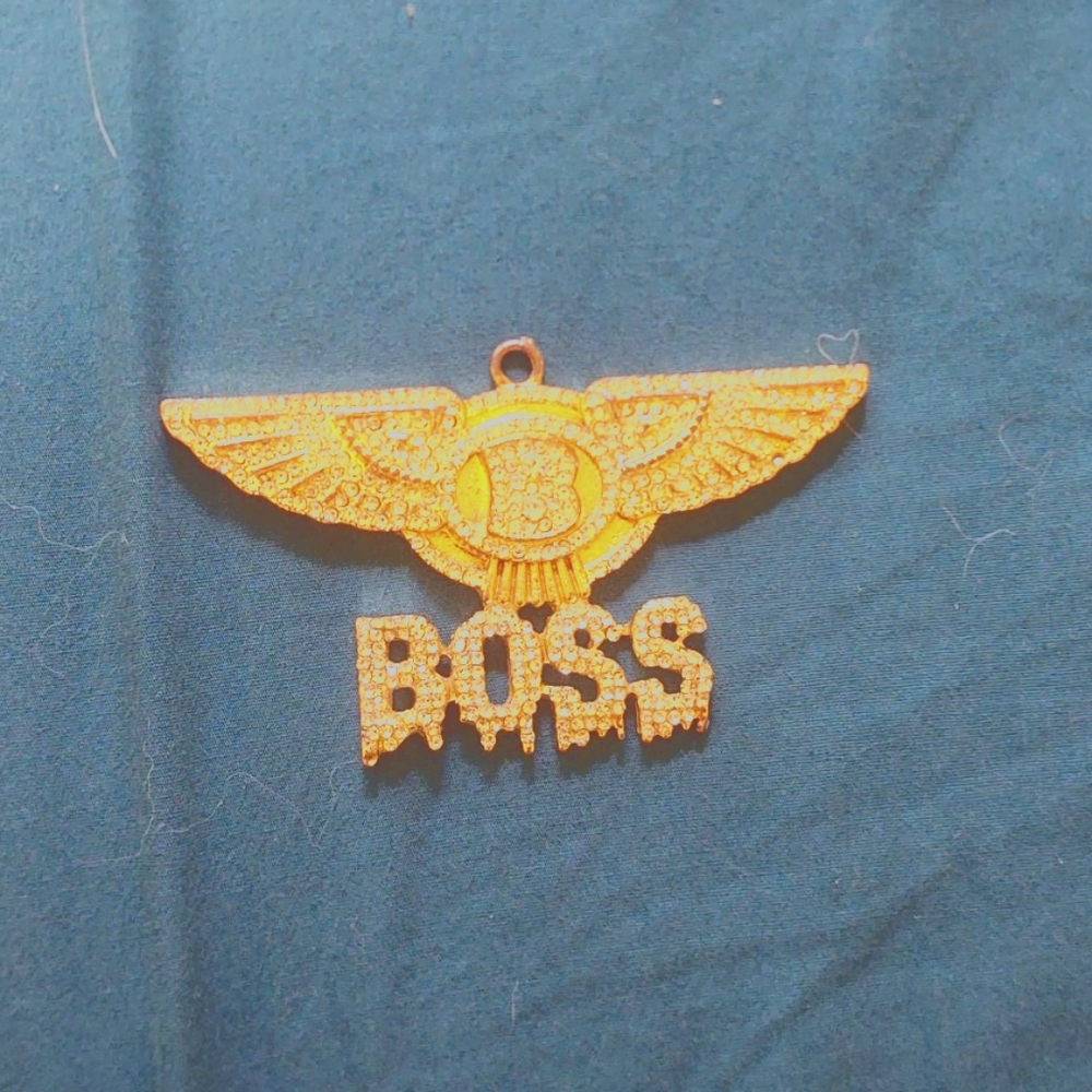 Gold plated boss/bentley pendant